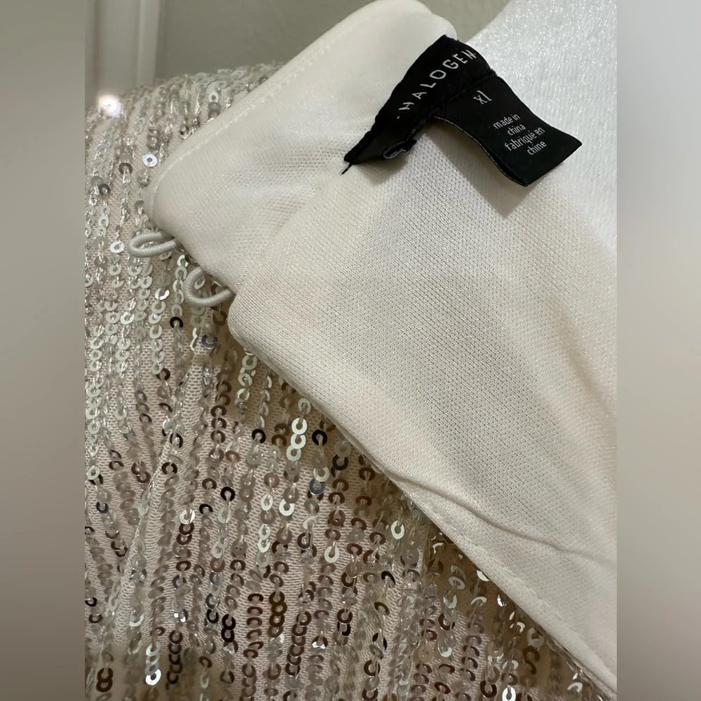 Halogen Sequins Silver Dress with Cream Lining, XL - Picture 11 of 11